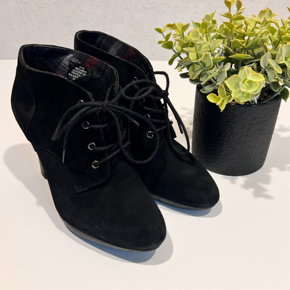 Bandolino Bootie GARETT Suede Leather Lace Up Women's Size 6.5 M